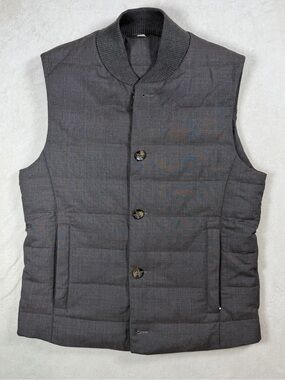 Suitsupply x Vitale Barberas Canonico Small 100% Wool Charcoal Quilted Vest